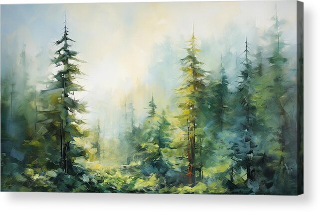 Evergreen Art Acrylic Print featuring the painting Pine Dreams - Evergreen Art by Lourry Legarde