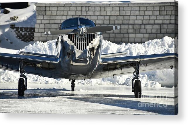 Alton Bay Acrylic Print featuring the photograph Plane on Ice by Steve Brown