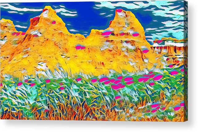 Psychedelic Acrylic Print featuring the digital art Psychedelic Hills by Ally White