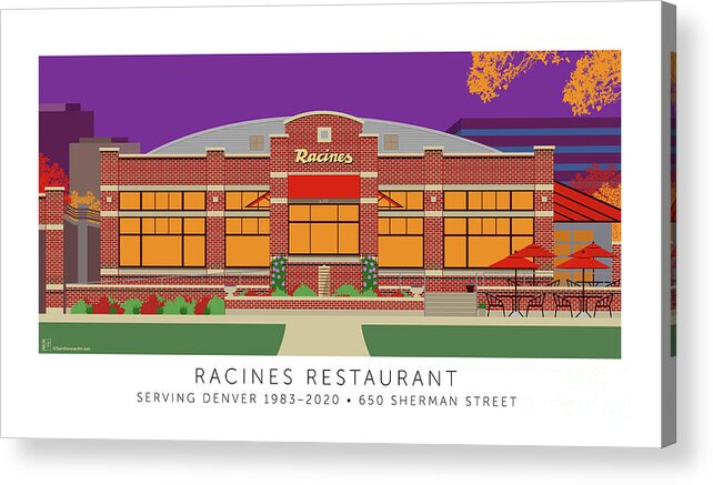 Racines Restaurant Acrylic Print featuring the digital art Racines Purple for Frame No Mat by Sam Brennan