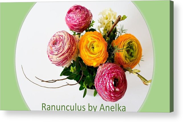 Flowers Acrylic Print featuring the mixed media Ranunculus by Nancy Ayanna Wyatt
