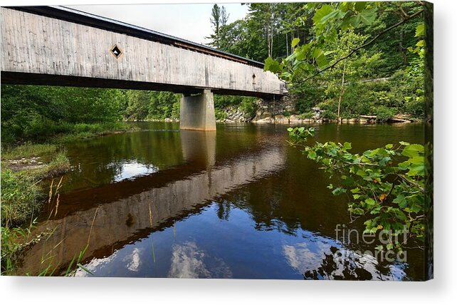 Reflection Acrylic Print featuring the photograph Reflection of a Covered Bridge by Steve Brown