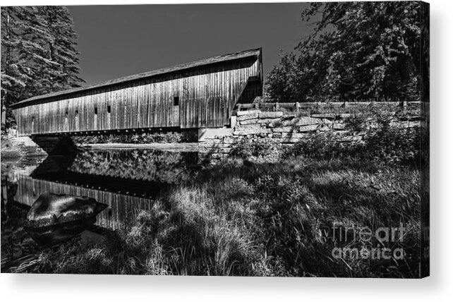 Fryeburg Acrylic Print featuring the photograph Remote Maine Covered Bridge by Steve Brown