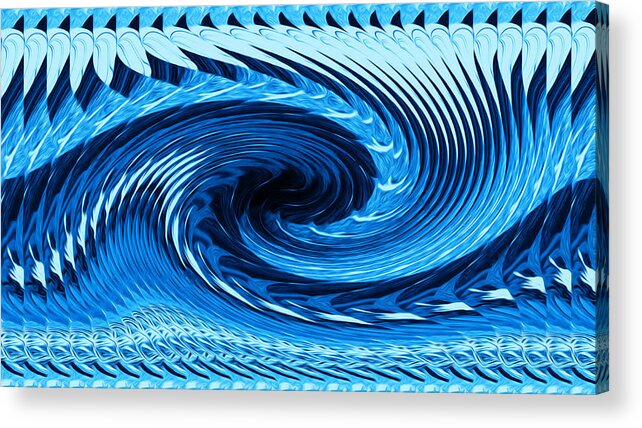 Abstract Art Acrylic Print featuring the digital art Fractal Rolling Wave Blue by Ronald Mills