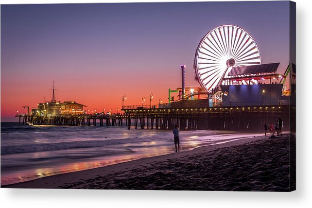 California Acrylic Print featuring the photograph Santa Monica Pier Summer Sunset by Dee Potter