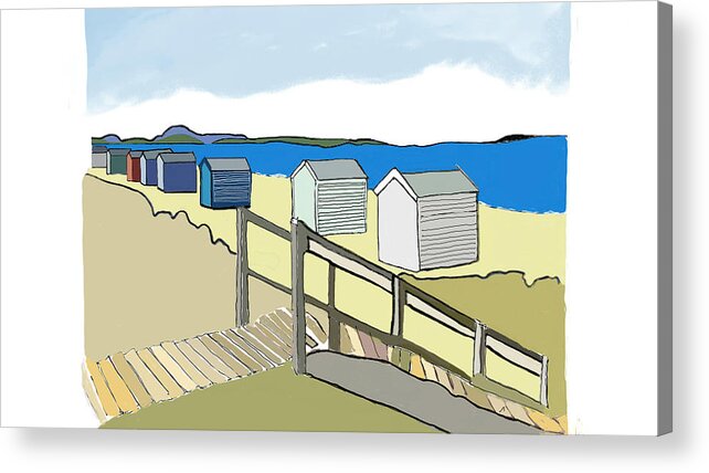 Beach Acrylic Print featuring the digital art Scottish Beach Huts by John Mckenzie