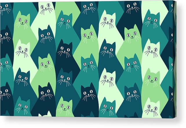 Pets Acrylic Print featuring the drawing Seamless Kitty Cat Pattern by Filo