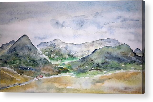 Watercolor Acrylic Print featuring the painting Skye Valley by John Klobucher