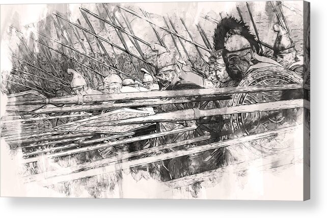 Spartan Warrior Acrylic Print featuring the painting Spartan Army at War - 42 by AM FineArtPrints