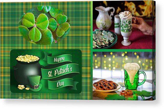 Irish Acrylic Print featuring the mixed media St. Patrick's Day Celebration by Nancy Ayanna Wyatt