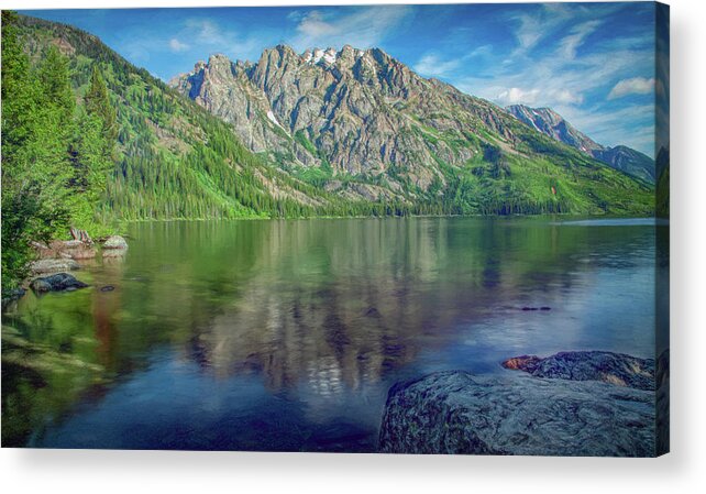 Wyoming Acrylic Print featuring the photograph Starting the Day at Jenny Lake by Marcy Wielfaert