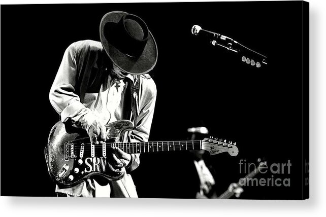Stevie Ray Vaughan Acrylic Print featuring the photograph Stevie Ray Vaughan in concert by Action