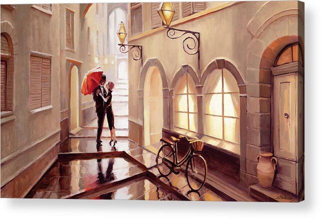 Love Acrylic Print featuring the painting Stolen Kiss 2 by Steve Henderson