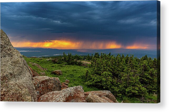 Landscape Acrylic Print featuring the photograph Summer thunderstorm over the Harz Mountains by Andreas Levi