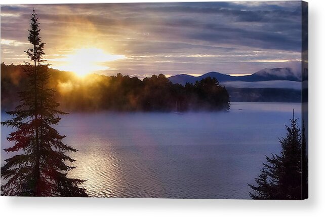 Maine Acrylic Print featuring the photograph Sunrise Over Maine Lake by Russel Considine