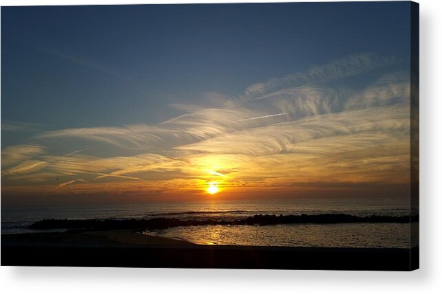 Tranquility Acrylic Print featuring the photograph Sunset over the sea by Marcela Santos / FOAP
