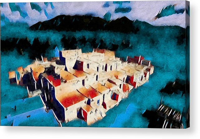 Native American Acrylic Print featuring the digital art Taos Pueblo by Aerial Santa Fe
