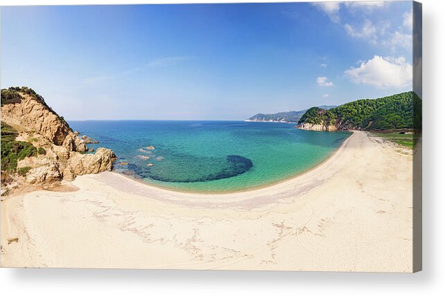 Island Acrylic Print featuring the photograph The beach Aselinos in Skiathos, Greece by Constantinos Iliopoulos