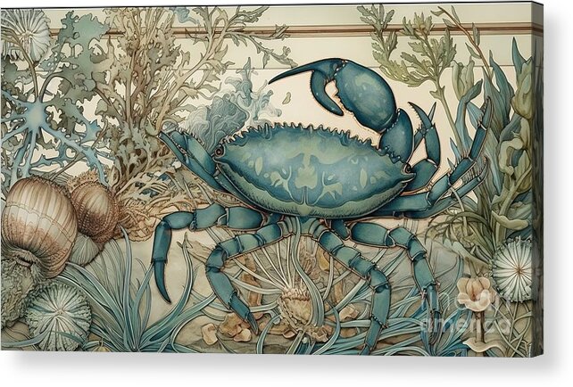 Sea Creatures Acrylic Print featuring the painting The Deep Blue Sea VIII by Mindy Sommers