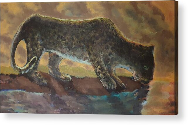 Leopard Acrylic Print featuring the painting The Leopard by Enrico Garff
