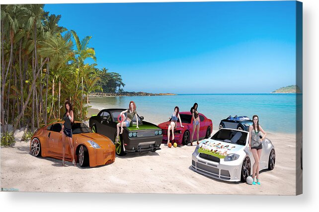 Automotive Acrylic Print featuring the digital art The Pack - Sand Life by Williem McWhorter