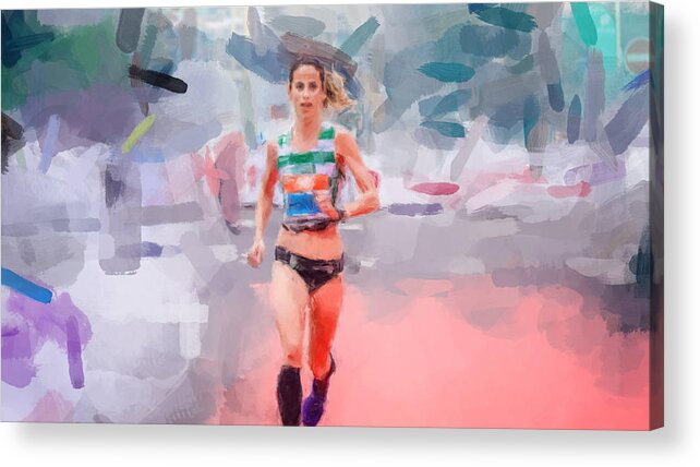 Runner Acrylic Print featuring the painting The Racer by Gary Arnold