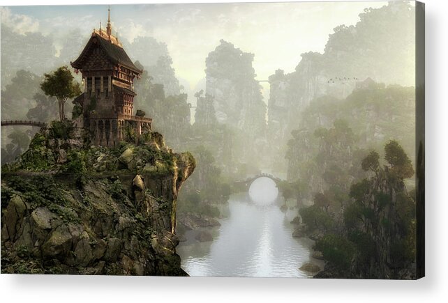 China Acrylic Print featuring the digital art Thousand Bridges by Cynthia Decker