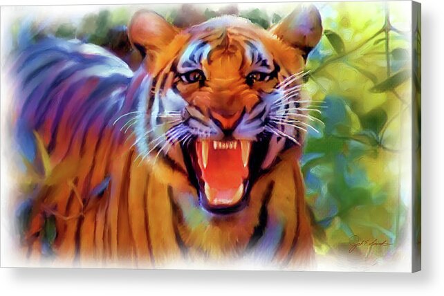 Tiger Acrylic Print featuring the painting Tiger Rage  by Joel Smith