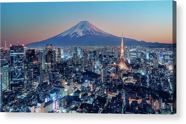 Tokyo Acrylic Print featuring the photograph Tokyo At Sunset by Manjik Pictures