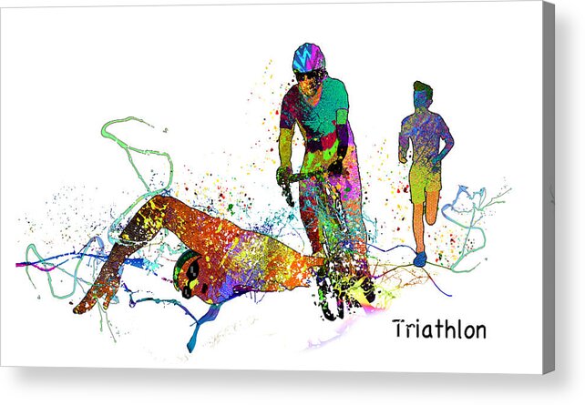 Sports Acrylic Print featuring the mixed media Triathlon Passion 01 by Miki De Goodaboom