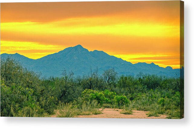 Mark Myhaver Photography Acrylic Print featuring the photograph Tucson Mountains Sunset 25044 by Mark Myhaver