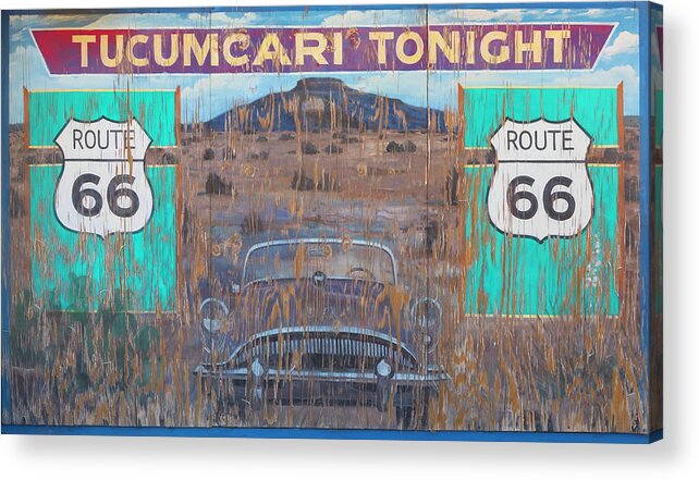 Route 66 Acrylic Print featuring the photograph Tucumcari Tonight Mural - Route 66 by Susan Rissi Tregoning