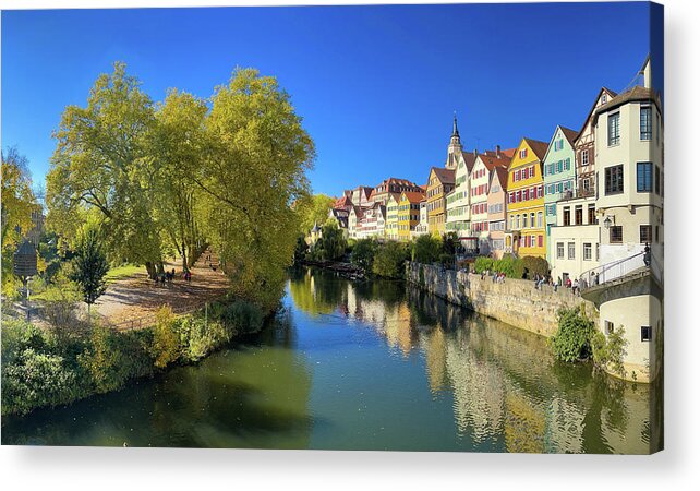 Tuebingen Acrylic Print featuring the photograph Tuebingen Germany Neckarfront Panorama by Matthias Hauser