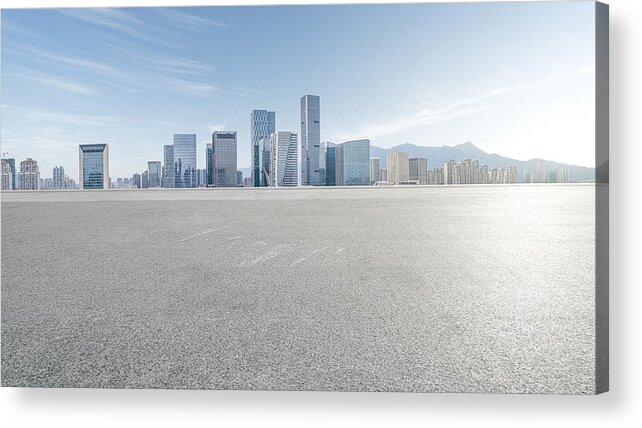 Empty Acrylic Print featuring the photograph Venue outside the modern city building by Zhihao