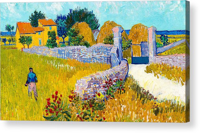 Tree Acrylic Print featuring the painting Vincent van Gogh - Farmhouse in Provence by Angel Smile