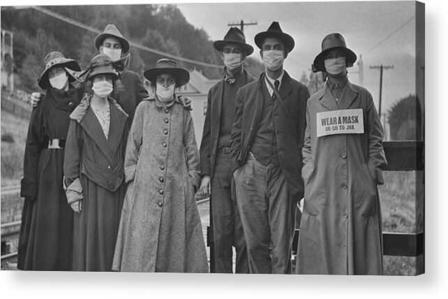 Pandemic Acrylic Print featuring the photograph Wear A Mask Spanish Flu 1918 by Bradford Martin
