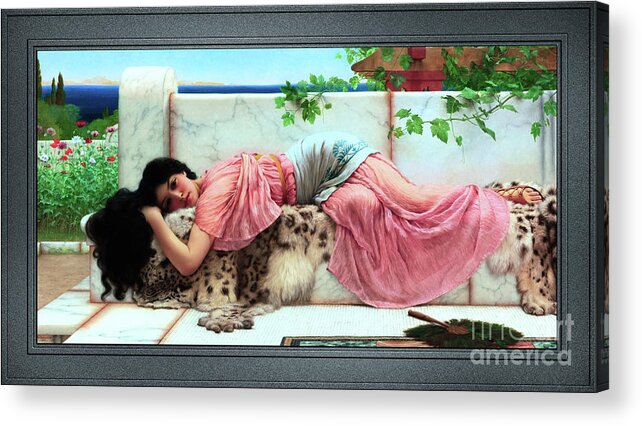 Young Girl Acrylic Print featuring the painting When The Heart Is Young by John William Godward Old Masters ClassicalArt Reproduction by Rolando Burbon
