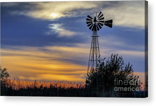 Landscape Acrylic Print featuring the photograph Windmill at Sunset by Richard Smith