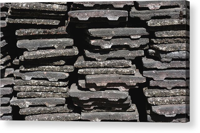 Abstract Acrylic Print featuring the photograph Worn Tiles Stacked by Scott Lyons