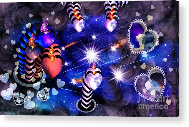 Hearts Acrylic Print featuring the mixed media Written In The Stars by Diamante Lavendar
