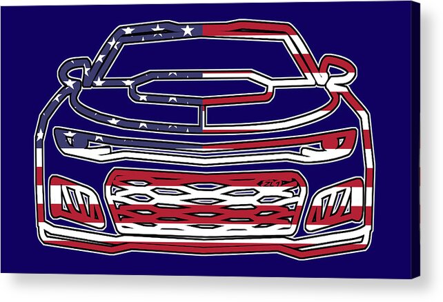 Chevy Acrylic Print featuring the digital art ZL1 Camaro Patriot by Darrell Foster