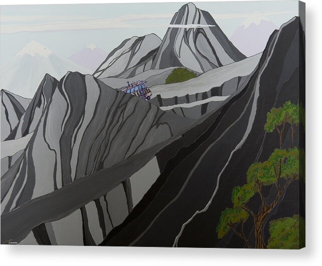 Wild Thornberrys Animation Background Andes Humvee Cartoons Klasky Csupo Acrylic Print featuring the painting Cruisin' the Andes by Brenda Salamone