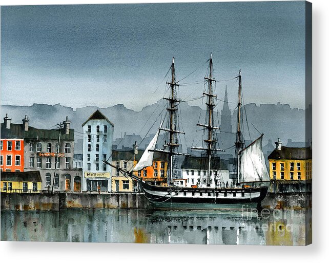 Val Byrne Acrylic Print featuring the painting Dunbrody Famine Ship in New Ross by Val Byrne
