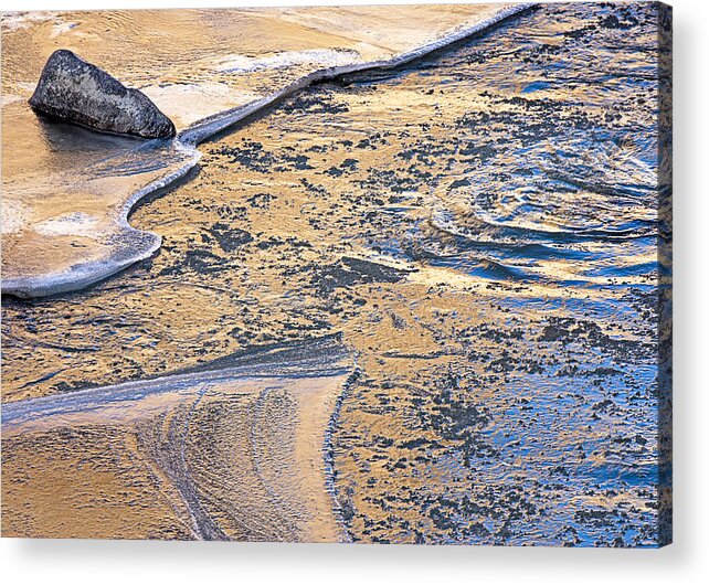 Ice Acrylic Print featuring the photograph Ice on a river, Chumathang, 2009 by Hitendra SINKAR