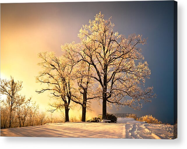 Winter Acrylic Print featuring the photograph Luminous - Blue Ridge Winter Sunset by Dave Allen