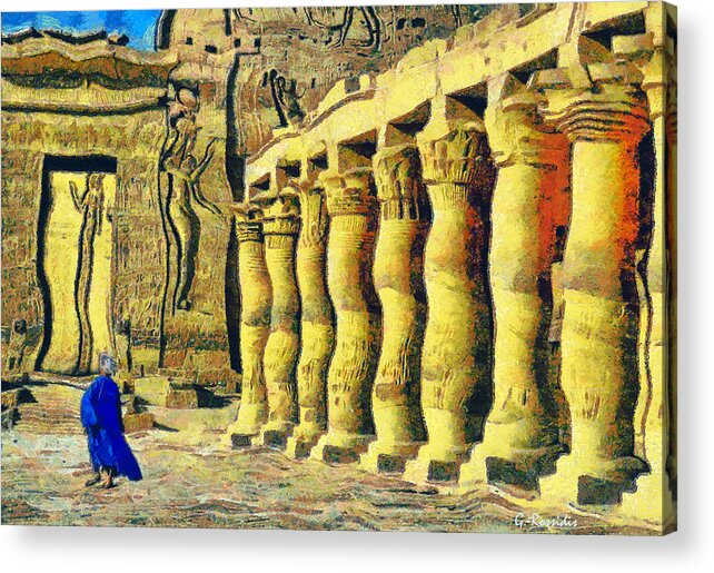 Rossidis Acrylic Print featuring the painting Philae temple by George Rossidis
