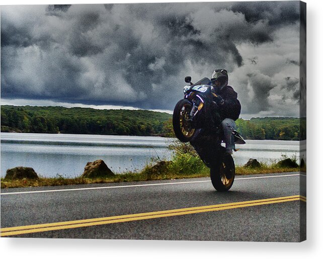 Harriman State Park Acrylic Print featuring the photograph Wheelie by the Lake by D L McDowell-Hiss