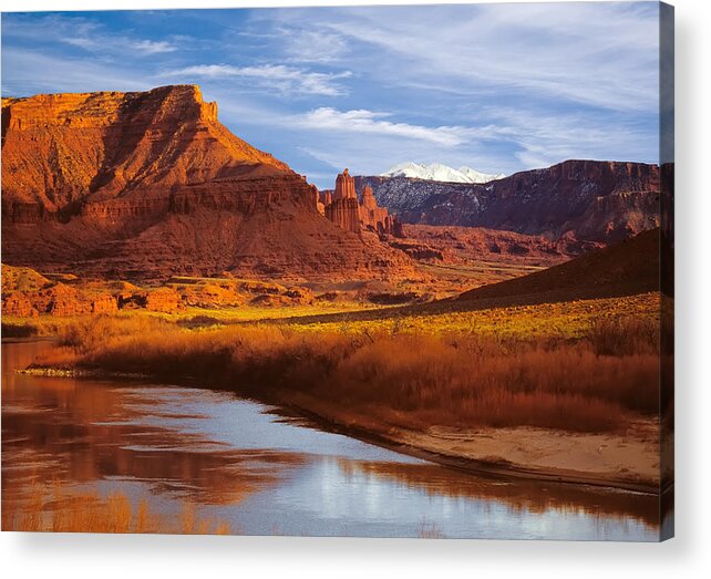 Colorado River Acrylic Print featuring the photograph Colorado River at Fisher Towers #1 by Douglas Pulsipher