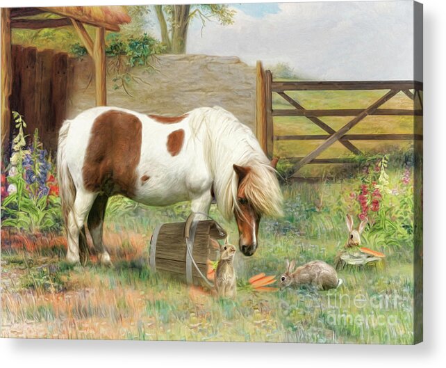 Shetland Pony Acrylic Print featuring the digital art May I Share ? by Trudi Simmonds