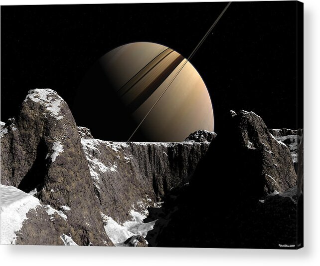 Saturn Acrylic Print featuring the digital art Saturn rise by David Robinson